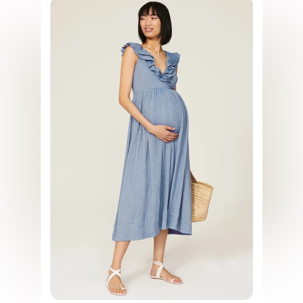 Hatch Sleeveless Ruffle Maxi Maternity Dress